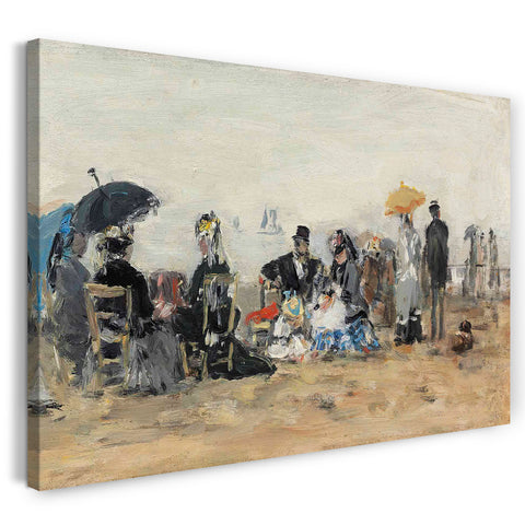 Top-Angebot Kunstdruck Eugène Boudin - Strandszene, Trouville Leinwand auf Keilrahmen gespannt