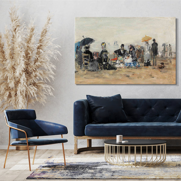 Top-Angebot Kunstdruck Eugène Boudin - Strandszene, Trouville Leinwand auf Keilrahmen gespannt