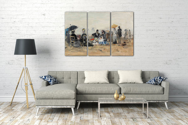 Top-Angebot Kunstdruck Eugène Boudin - Strandszene, Trouville Leinwand auf Keilrahmen gespannt