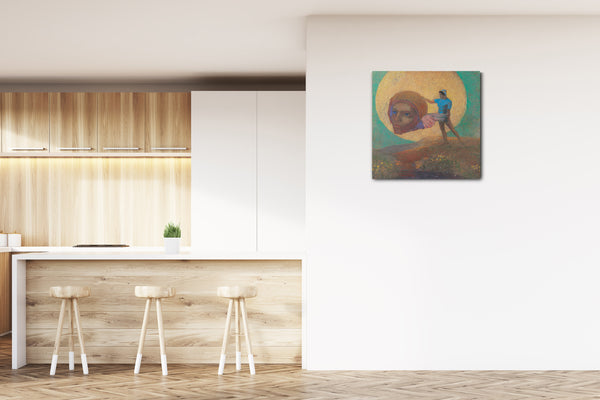Leinwandbild Odilon Redon - Figur trägt einen geflügelten Kopf (Der Fall von Lcare)