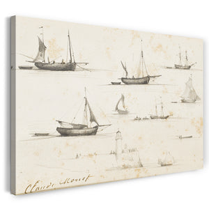 Top-Angebot Kunstdruck Claude Monet - Boote und Anlegesteg Leinwand auf Keilrahmen gespannt