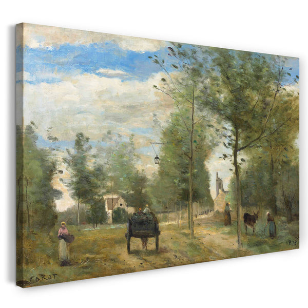 Leinwandbild Jean Baptiste Camille Corot - Straße am Stadtrand, in Brie