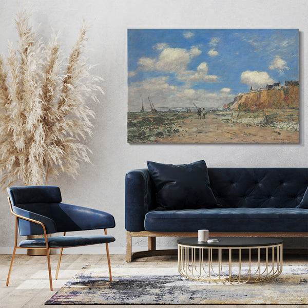 Leinwandbild Eugène Boudin - Villerville, Ufer, steigende Gezeiten Oktober