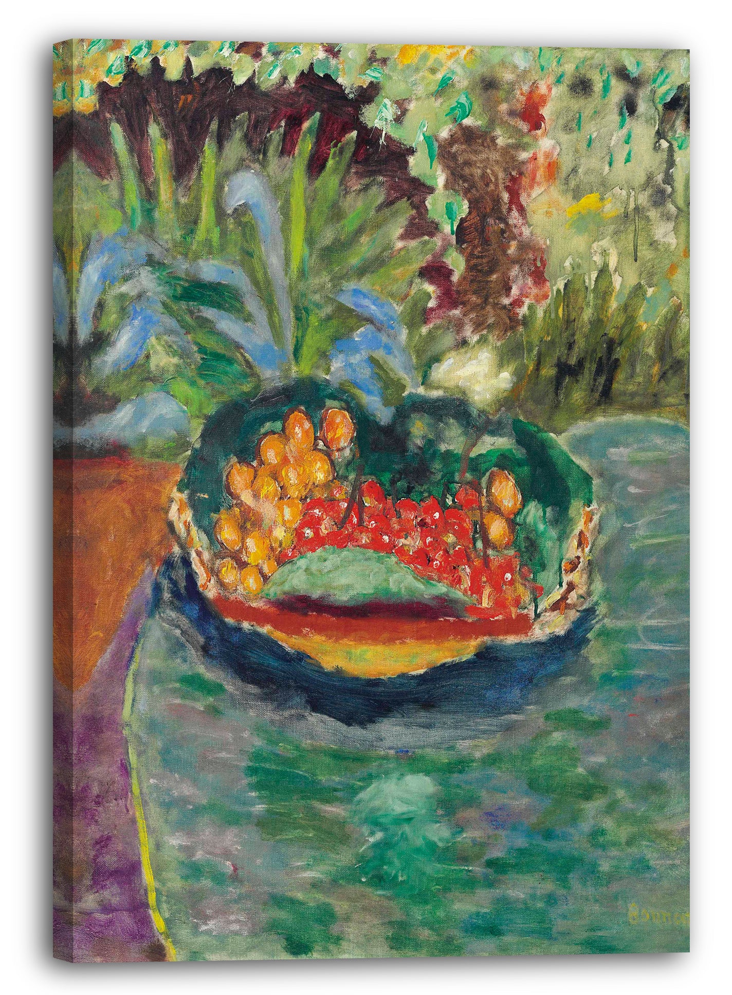 Leinwandbild Pierre Bonnard - Korb mit Früchten auf einem Tisch im Garten von Le Cannet