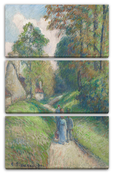 Leinwandbild Camille Pissarro - Landschaft mit drei Bauern