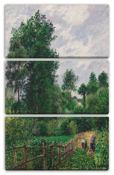Leinwandbild Camille Pissarro - Landschaft mit Pappeln, graues Wetter, Eragny
