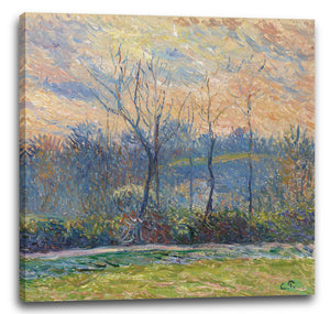 Leinwandbild Camille Pissarro - Untergehende Sonne, Winter
