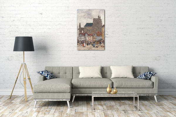 Leinwandbild Eugène Boudin - Abbeville. Saint-Vulfran Straße und Kirche