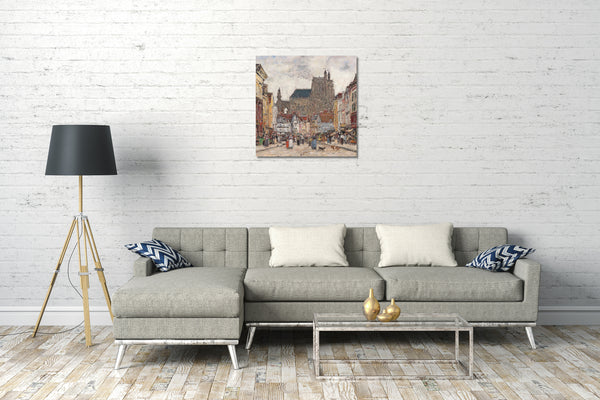 Leinwandbild Eugène Boudin - Abbeville. Saint-Vulfran Straße und Kirche