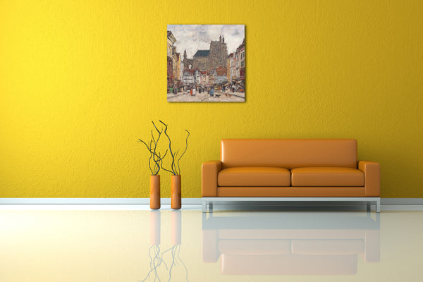 Leinwandbild Eugène Boudin - Abbeville. Saint-Vulfran Straße und Kirche