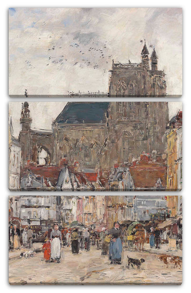 Leinwandbild Eugène Boudin - Abbeville. Saint-Vulfran Straße und Kirche