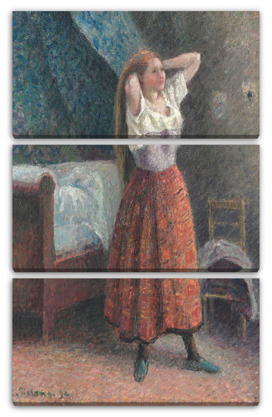 Leinwandbild Camille Pissarro - Frau, die ihr Haar kämmt