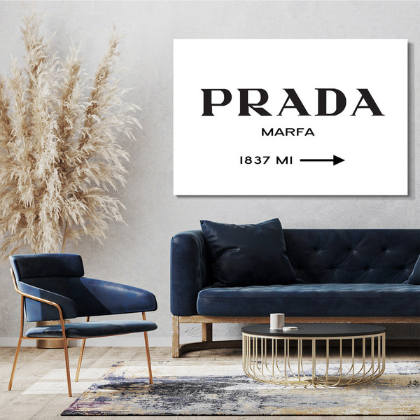Leinwandbild Marfa Modeschild (schöner als Poster) - Wegweiser zum konsumkritischen Kunstwerk in Texas