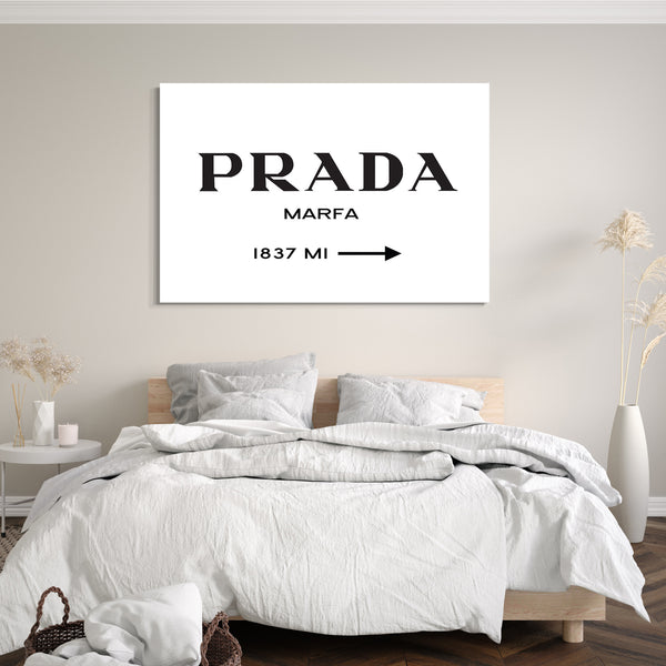 Leinwandbild Marfa Modeschild (schöner als Poster) - Wegweiser zum konsumkritischen Kunstwerk in Texas