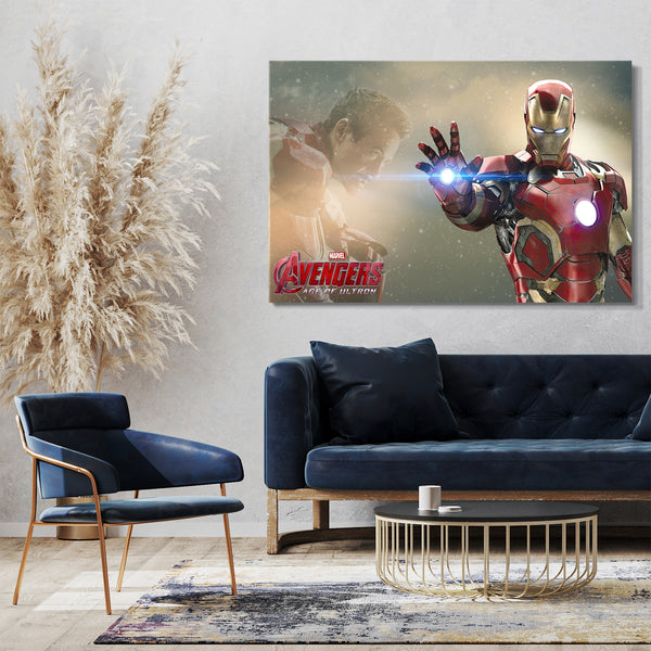 Leinwandbild Avengers Iron Man offener Hand Downey Jr kniend