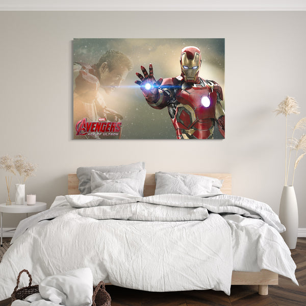 Leinwandbild Avengers Iron Man offener Hand Downey Jr kniend