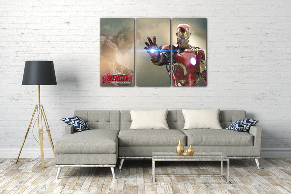 Leinwandbild Avengers Iron Man offener Hand Downey Jr kniend