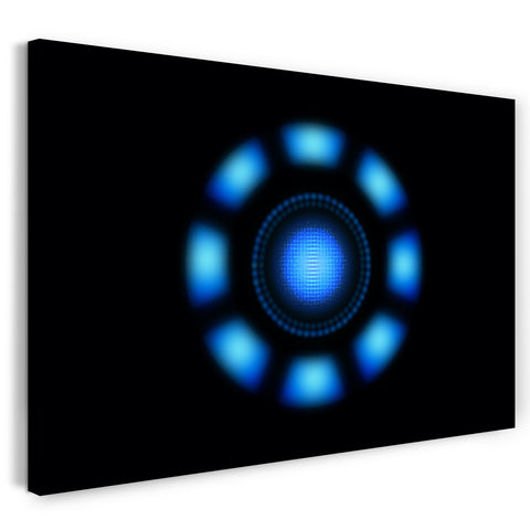 Leinwandbild Iron Man Arc Reactor Licht vor schwarzem Hintergrund