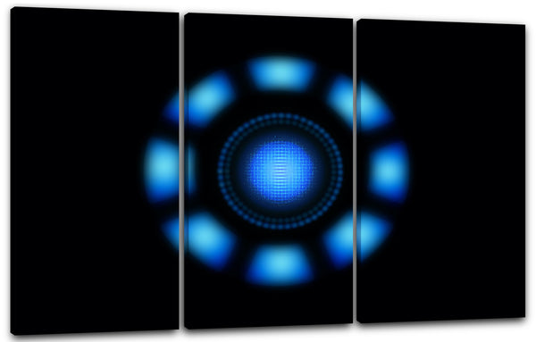 Leinwandbild Iron Man Arc Reactor Licht vor schwarzem Hintergrund