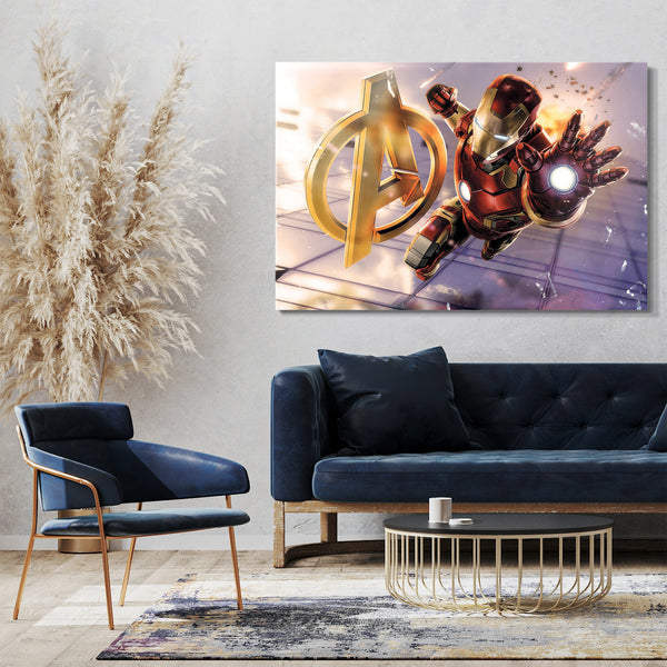 Leinwandbild Iron Man Avengers Symbol offener Hand