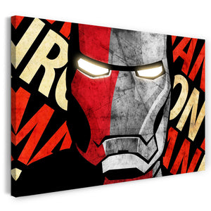 Leinwandbild Iron Man Comic Style Schriftzug Hintergrund