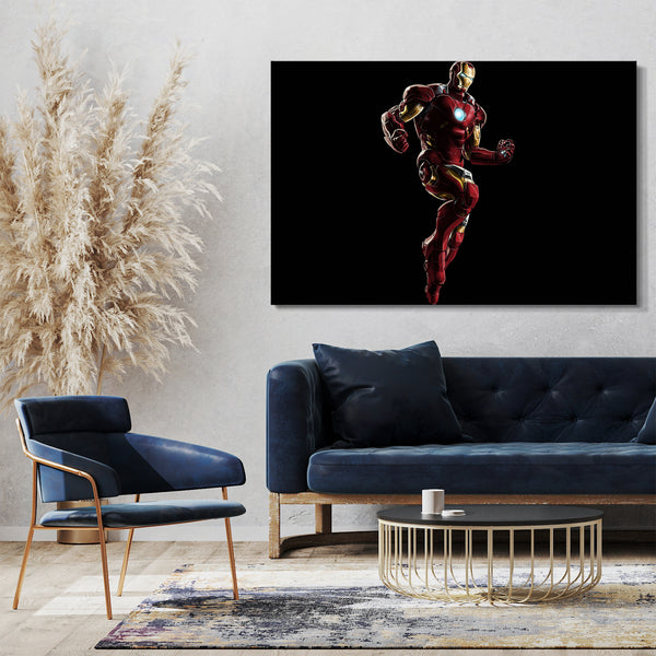 Leinwandbild Iron Man im Flug voller Power seitlich