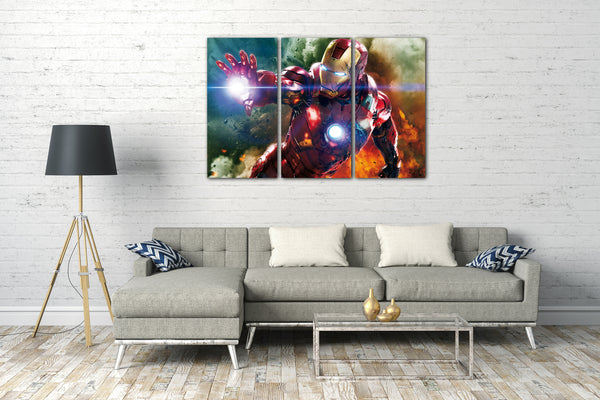 Leinwandbild Iron Man schießt mit Hand coole Pose