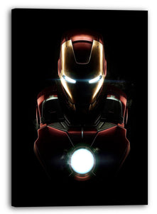 Leinwandbild Iron Man schwarzer Hintergrund dunkel Oberkörper Augen leuchtend