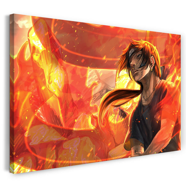 Leinwandbild Naruto Itachi Uchiha vor Feuer lodernde Flammen