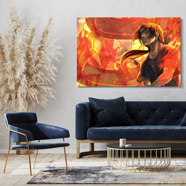 Leinwandbild Naruto Itachi Uchiha vor Feuer lodernde Flammen