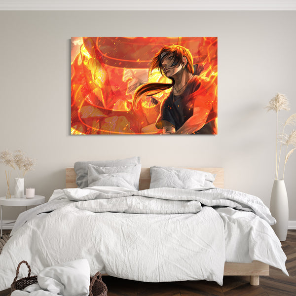 Leinwandbild Naruto Itachi Uchiha vor Feuer lodernde Flammen