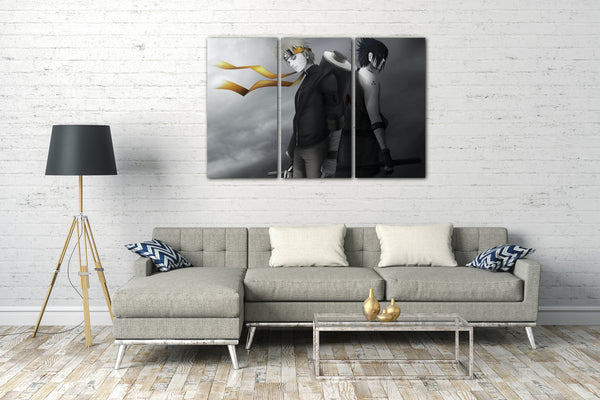 Leinwandbild Naruto Sasuke Shippuden schwarz weiß Hintergrund gelbes Kopf-Band