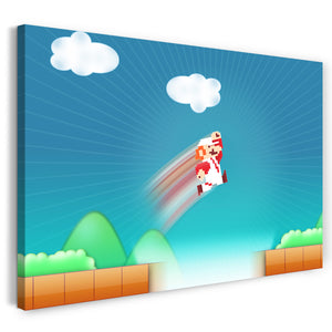 Leinwandbild Mario Old School springt über Klippe