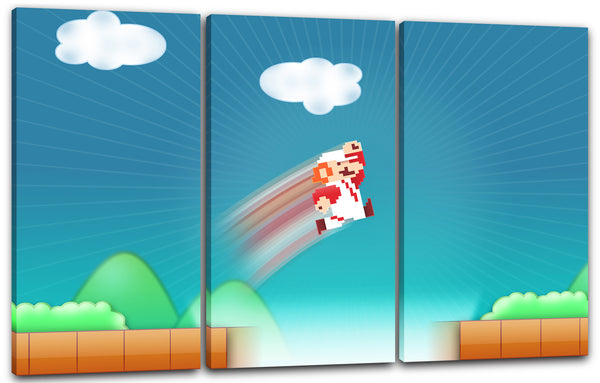 Leinwandbild Mario Old School springt über Klippe