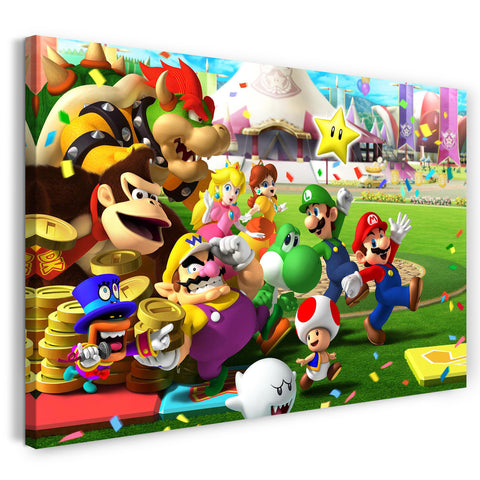 Leinwandbild Mario Party mit vielen Freunden Wario Luigi Toad