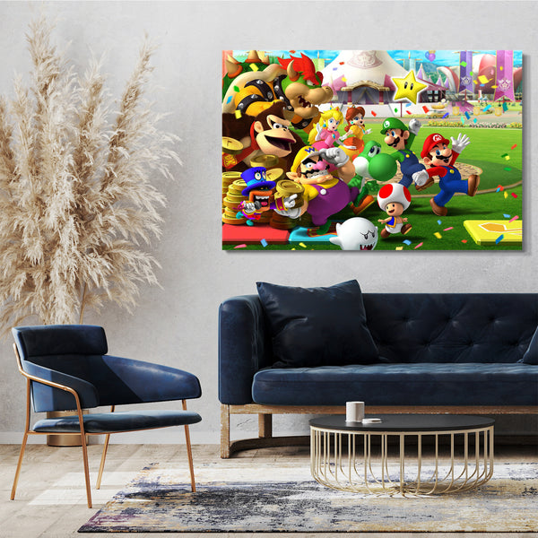 Leinwandbild Mario Party mit vielen Freunden Wario Luigi Toad