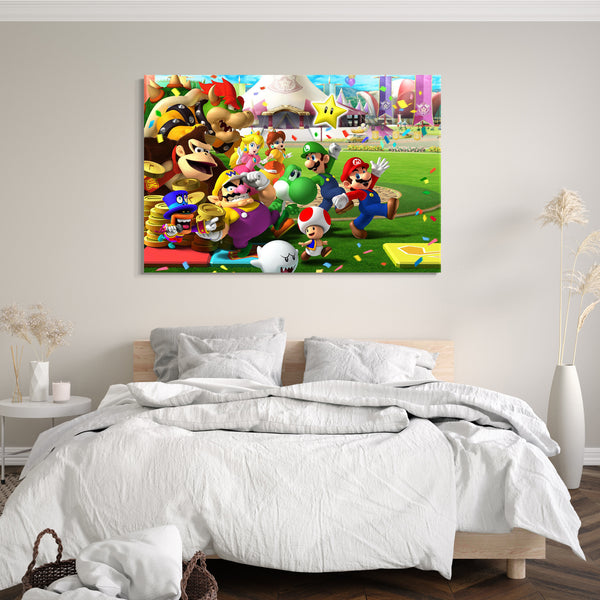Leinwandbild Mario Party mit vielen Freunden Wario Luigi Toad