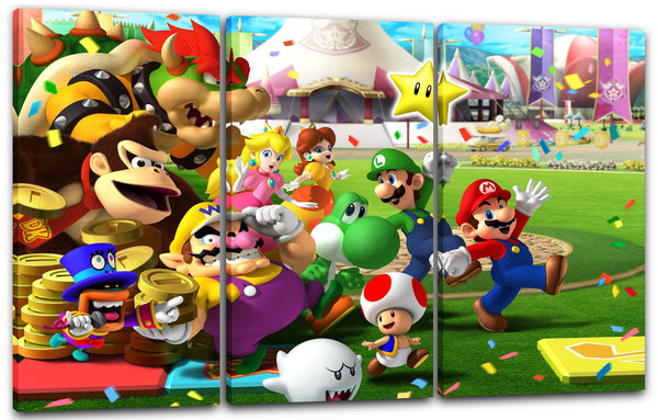 Leinwandbild Mario Party mit vielen Freunden Wario Luigi Toad