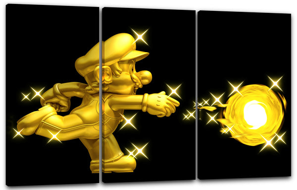 Leinwandbild Mario in Gold schießt Feuer-Kugel