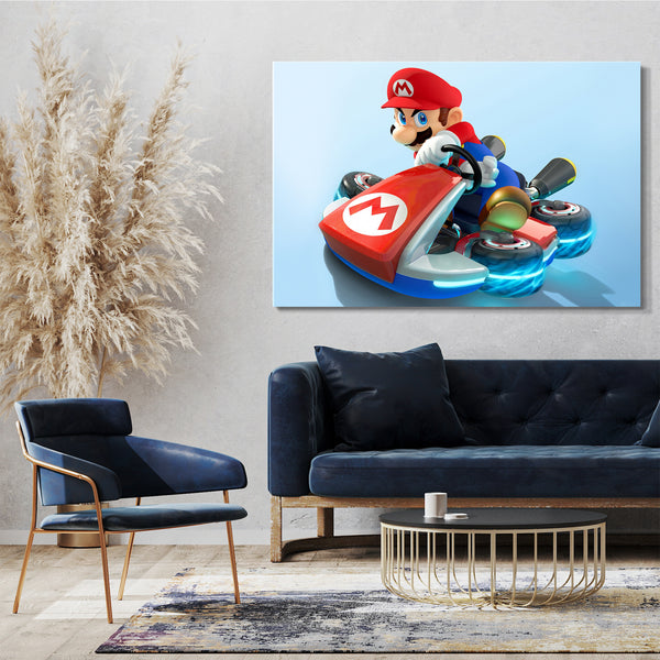 Leinwandbild Mario in dynamischer Poser im Kart