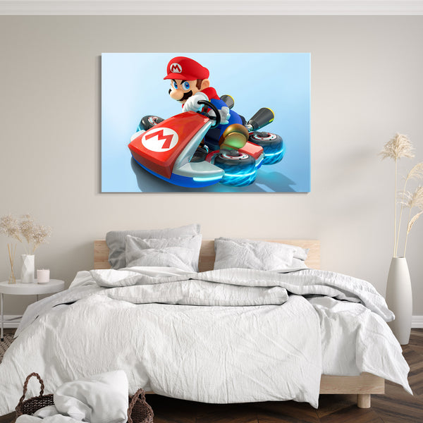 Leinwandbild Mario in dynamischer Poser im Kart