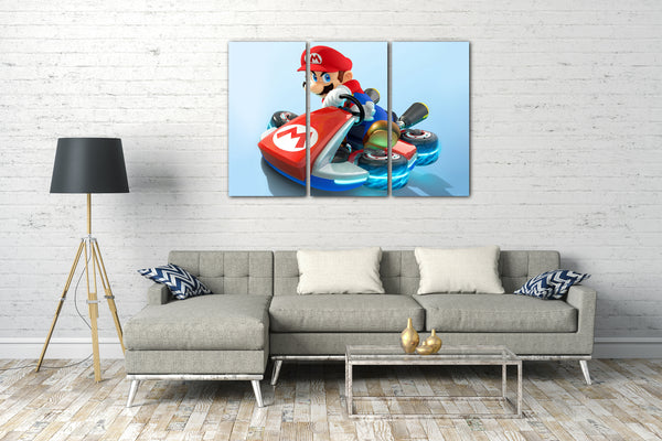 Leinwandbild Mario in dynamischer Poser im Kart