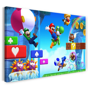 Leinwandbild Mario mit Luigi Yoshi und Freunde