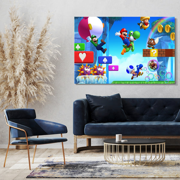Leinwandbild Mario mit Luigi Yoshi und Freunde