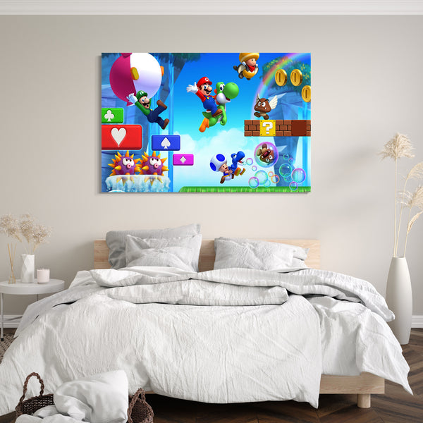 Leinwandbild Mario mit Luigi Yoshi und Freunde
