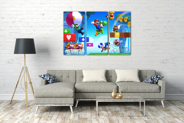 Leinwandbild Mario mit Luigi Yoshi und Freunde