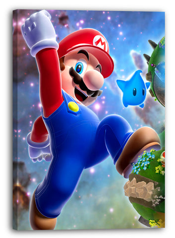 Leinwandbild Mario riesig springt durch die Welten Galaxy 2