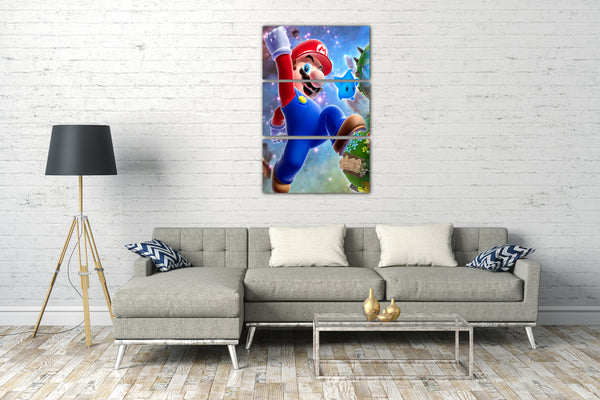 Leinwandbild Mario riesig springt durch die Welten Galaxy 2