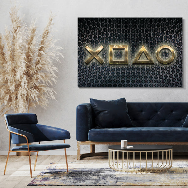 Leinwandbild Gamer und Konsolen-Fans (Gold)